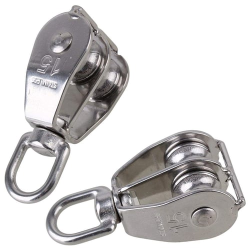 20pcs 304 Stainless Steel M15 Double Pulley Block for Rope Chain Traction 