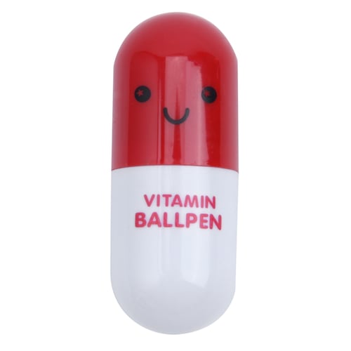 24pcs Vitamin pill Ballpoint Pen Novelty Retractable Gift Ball pen with Smiling Face Cute Cartoon Emotion