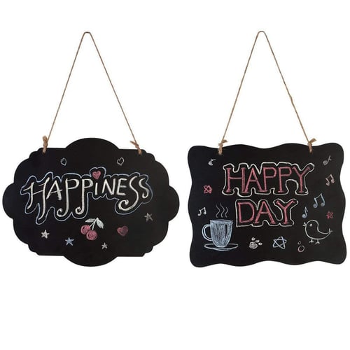 Wall Hanging Chalkboard Sign Double-Sided Message Board w/Hanging String 4pk 