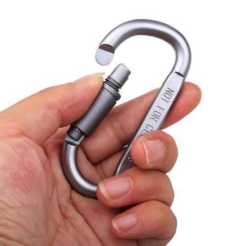D Shaped Aluminum Alloy Screw Locking Buckle Keychain Clip