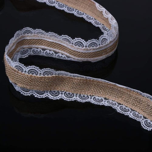 5cmx2m Natural Jute Hessian Lace Burlap Ribbon Rustic Wedding Strap Craft Decor 