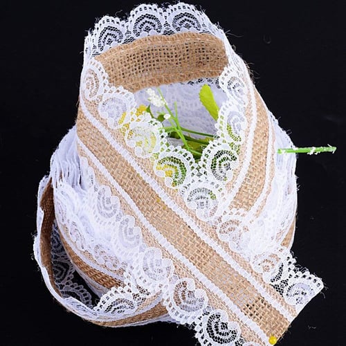 5cmx2m Natural Jute Hessian Lace Burlap Ribbon Rustic Wedding Strap Craft Decor 