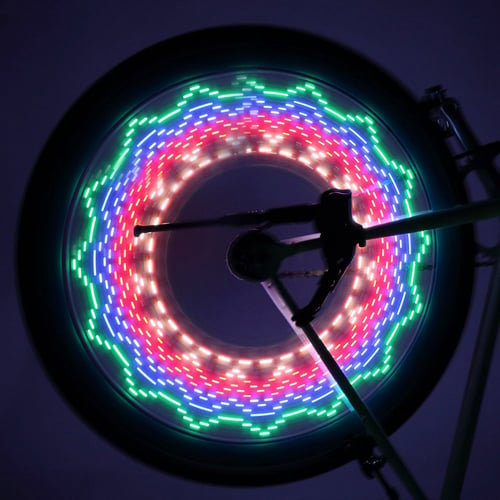 LED Reflective Bicycle Tyre Rims Mountain Bike 32 Mode Warn Light Signal Lamp 