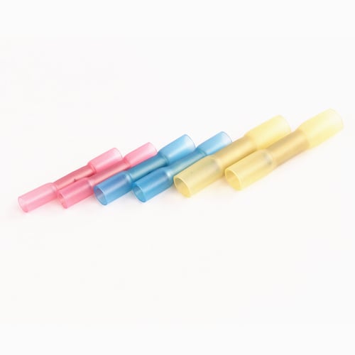 100PCS 22-10 AWG Assorted Heat Shrink Crimp Butt Wire Splice Connector 3 Colors 