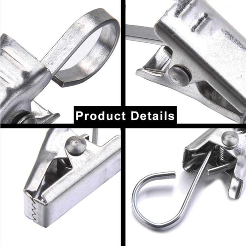 20-Pack Silver Metal Hook Clips Clamps Heavy Duty Curtains Clothes Hangers Set 