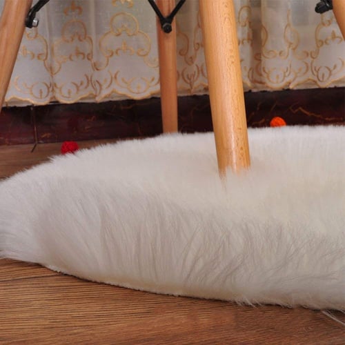 Super Soft Faux Fur Sheepskin Area Rug, White Fur Rugs For Bedroom