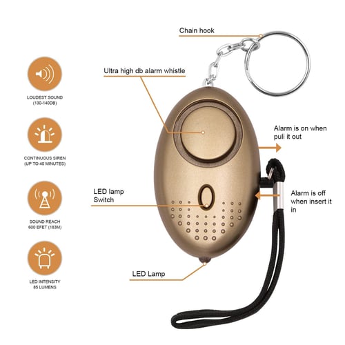 5/10Pack Safe Sound Personal Alarm Keychain 140DB Emergency Siren w/ LED Light 