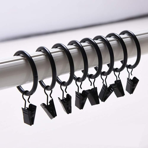 Multi Purpose Curtain Clip Rod, Clip Curtain Rings Black