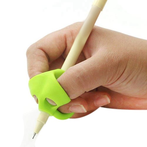 3Pcs 2/3-Finger Grip Silicone Kid Baby Pen Pencil Holder Help Learn Writing Tool 