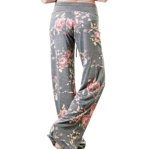 Ladies Fashion Print Comfy Stretch Trousers Spring Summer Casual Wide Legs Yoga Pants Women Loose Floral Long Pants