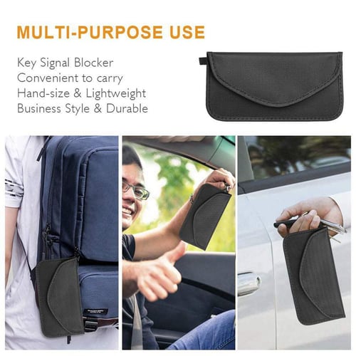 2x Lock Car Key Signal Blocker Keyless Entry Anti-Theft Fob Pouch Faraday Bag 
