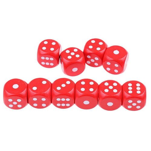 10 six-sided D6 dice for board games made of wood red S2D4 