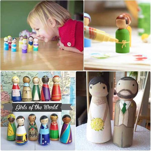 Wooden Peg Dolls Unfinished People,20 Pcs Wooden People for Painting,Wooden Doll People Dolls Tiny Doll for Kids Painting,Peg Game,Family DIY Crafts Art Projects,Children Graffiti Drawing Toy
