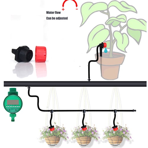 25M DIY Micro Drip Irrigation Auto Timer Self Plant Watering  Garden Hose System 