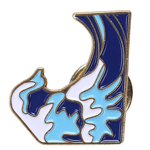 Newest Blue waves brooch Enamel Pin buckle Metal Brooch Coat Jacket Bag BadgeZPH 