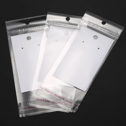 100 Sets Ear Hook Earring Display Cards 9x5cm Self Adhesive Bag 15cmx6cm A5Y1 