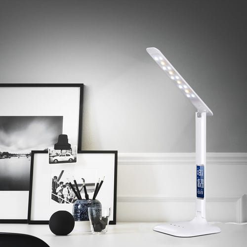 Modern Dimmable with LED display Portable reading Calendar Clock Desk Table Lamp 