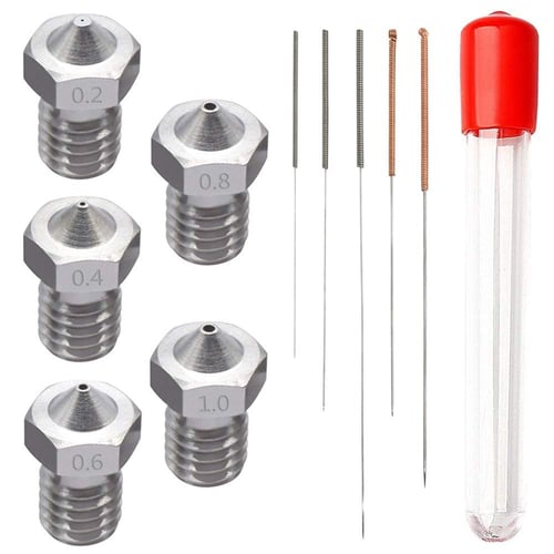 1.75 E3DV6 CREALITY ANET M6 Threaded Hotends 2x Stainless Steel Nozzle 0.6mm 