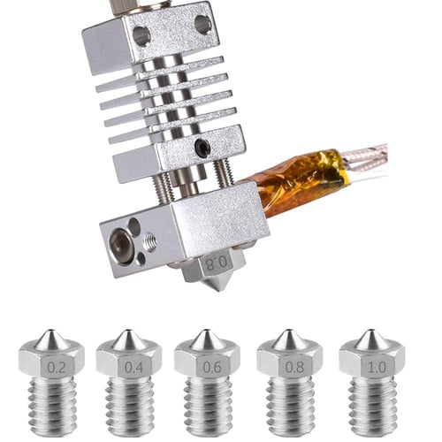 2x Stainless Steel Nozzle 0.5mm E3DV6 CREALITY ANET M6 Threaded Hotends 1.75 