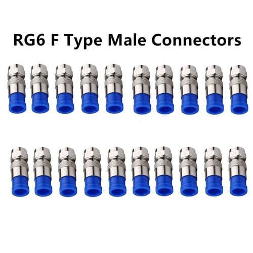 Blue RG6 F Type Connector Coax Coaxial Compression Fitting 20Pack 
