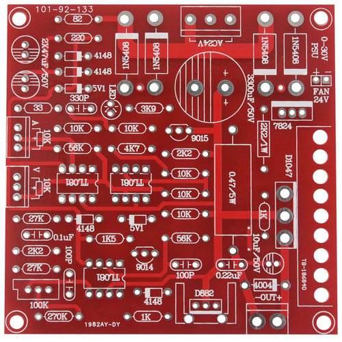 Red 0-30V 2mA-3A Continuously Adjustable DC Regulated Power Supply DIY Kit PCB 