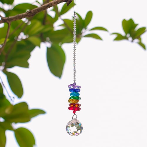 24cm Chakra Sun Catcher Rainbow Pendant Chandelier Crystal Balls Prism Cascade 