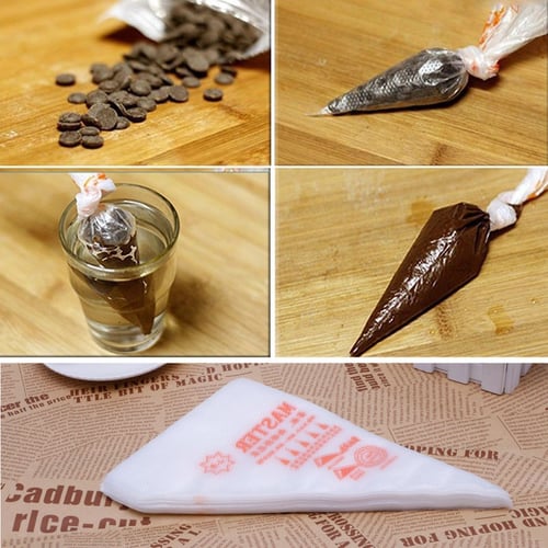 300PCS Disposable Piping Bag Icing Fondant Cake Cream Decorating Pastry Tip 