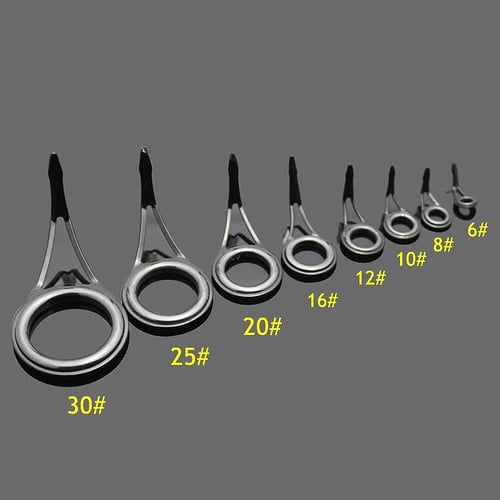 8pcs Casting Fishing Rod Tips Guides Ring Double Stainless Eye Guide Pole Repair 
