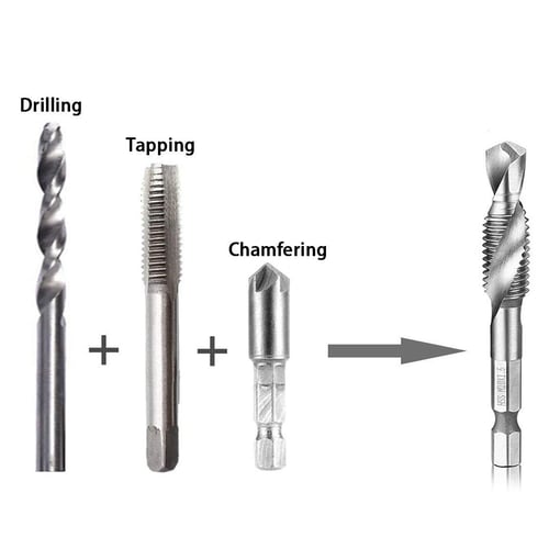 1/4 HSS Hex Shank Drill M6 Combination Drill and Tap Bit for Tapping in Wood Plastic and Aluminum 1/4 HSS Hex Shank Drill M6 Combination Drill and Tap Bit for Tapping in Wood Plastic and Aluminum