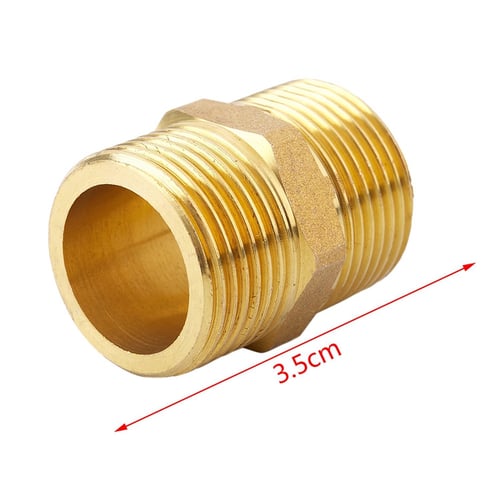 1/2"PT to 1/2"PT Male Thread Brass Hex Nipple Pneumatic Quick Coupler 2pcs 