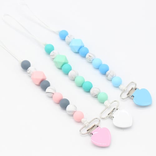 Infant Colorful Beads Pacifier Chain Nipple Holder Soother Clip Chew Toy 