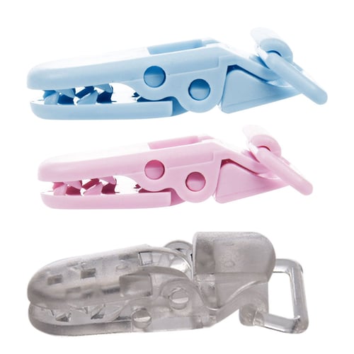 30 Plastic Dummy Clips Adapters Badge Straps High Quality Clear Blue Pink 