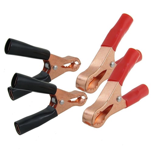 50A Car Auto Battery Black Red Rubber Handle Alligator Test Clamps Clips 