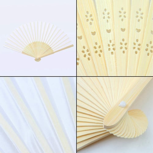18 Pieces White Handheld Fans Cloth Fans Bamboo Folding Fans For Wedding De A5I5 