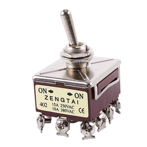 AC 15A/250V 10A/380V 12 Screw Terminals On/On 4PDT Toggle Switch 