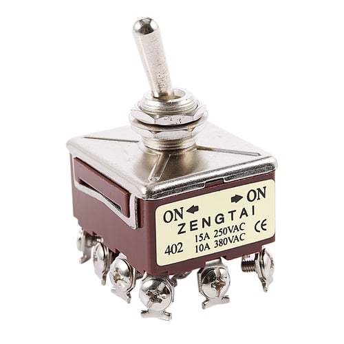 AC 15A/250V 10A/380V Screw Terminals On/Off/On 4PDT Latching Toggle Switch 
