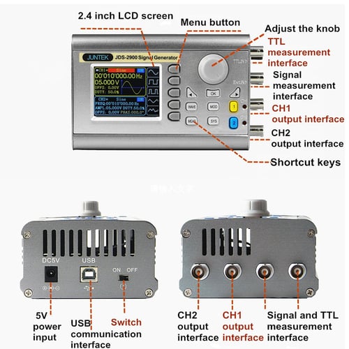 JDS2900 LCD Digital Control Dual-channel DDS Function Signal Generator Meter 