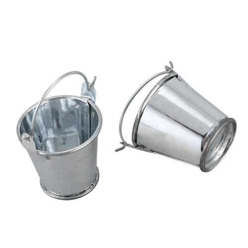 2 X 1:6 Scale Metal Buckets Silvery Color Iron Model Toy Fits 12" Action Figure