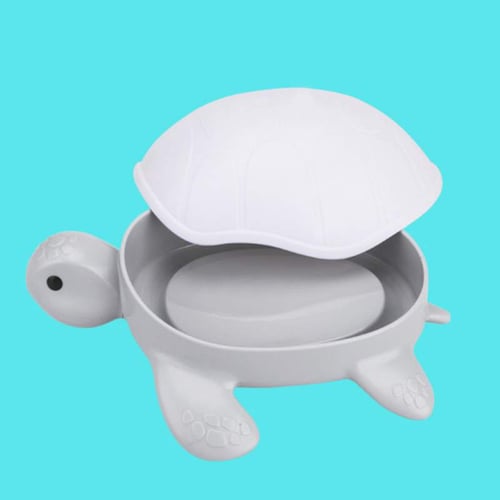 anya Plastic Turtle Shape Soap Soap Dish Draining Soap Holder With Lid Soap I4P8 