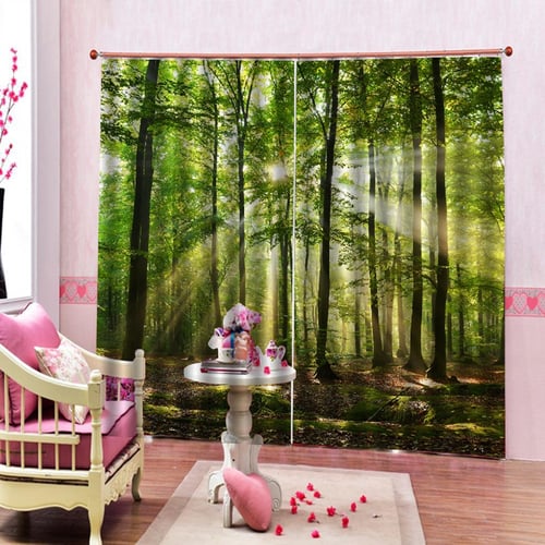 Bamboo Forest Printed Blackout Curtains, What Size Curtains Do I Need For A 170 Cm Window