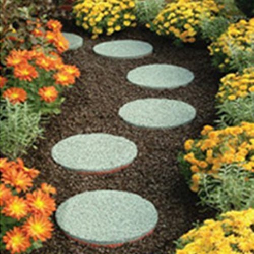 Garden Diy Round Plastic Mold Cement, Round Cement Garden Stepping Stone