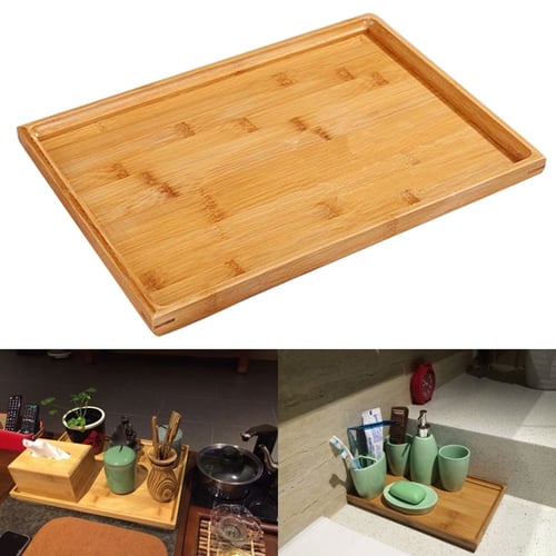 Wooden Tea Tray Japanese Kung Fu Rectangular Bamboo Tray Cutlery Food Plate 