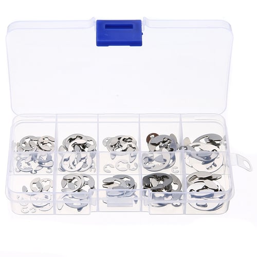 120Pc 1.5‑10mm E‑Clip Snap Circlip Kit Open Retaining Manganese Steel Boxed 