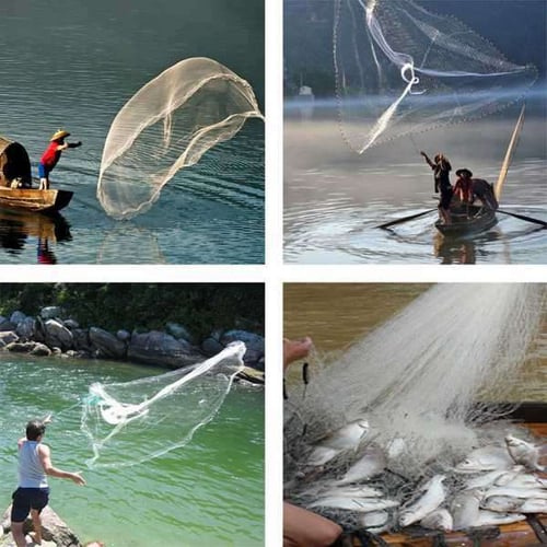 Fishing Net Outdoor Hand Throw Fishing Mesh Net,Saltwater Monofilament Fishing Accessory Net,8ft Outdoor Nylon Hand Throw Fishing Cast Mesh for Fish Ponds and Field Use