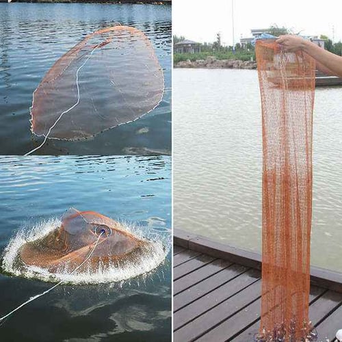 Fishing Net Outdoor Hand Throw Fishing Mesh Net,Saltwater Monofilament Fishing Accessory Net,8ft Outdoor Nylon Hand Throw Fishing Cast Mesh for Fish Ponds and Field Use