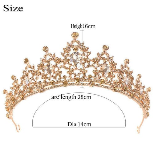 Wedding Bridal Women Girls Pageant Prom Crystal Tiara Crowns Headband Golden 