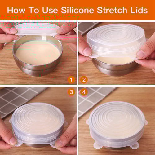 12 Pack Silicone Stretch Lids Reusable Durable Expandable Food Covers Seal Lids 