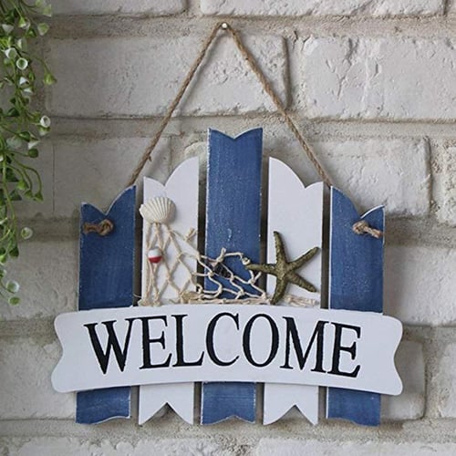 Wood Plaques Home Decor Hanging Door Plates Decorative Sea Welcome Signs Wooden Wall Ocean Series Sign Room Decoration - Wooden Plaques Home Decor