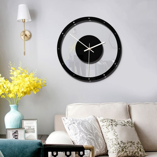 Decorative Wall Clock Transpa Glass Digital Clocks Living Room Quartz Hanging Modern Design Home Decor - Home Decor Wall Clock