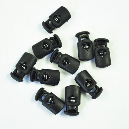 10pcs Spring loaded plastic round toggle stopper cord locks,Cord locks with elastic cord,Spring cord locks for drawstrings,Toggle spring stop single hole string cord locks 